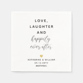 ハートの後ずっと幸せに笑いを愛結婚する スタンダードカクテルナプキン (正面)