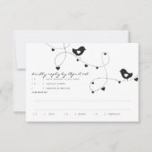 ハートの応答カードを持つレトロ愛鳥 出欠カード (正面)