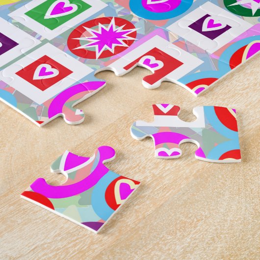 ハートの恋人のピンクのコレクションのギフト ジグソーパズル (側面)