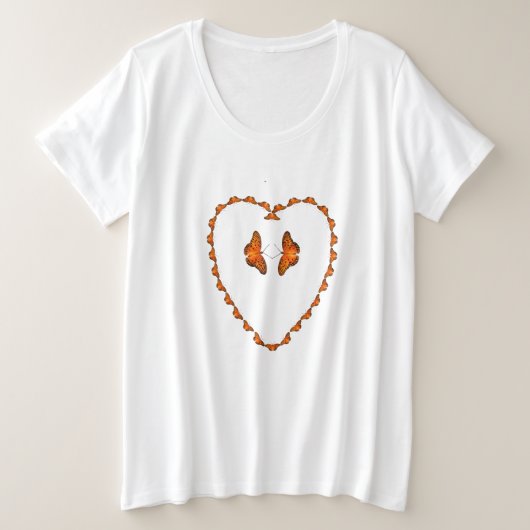 ハートの情熱の蝶-私と踊って下さい プラスサイズTシャツ (デザイン正面)