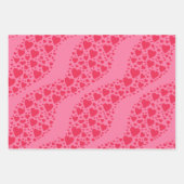 ハートの愛の赤とピンクのバレンタインデーのパターン ラッピングペーパーシート (正面3)