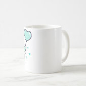 ハートの愛を抱くかわいい青いテディベア コーヒーマグカップ (正面右)