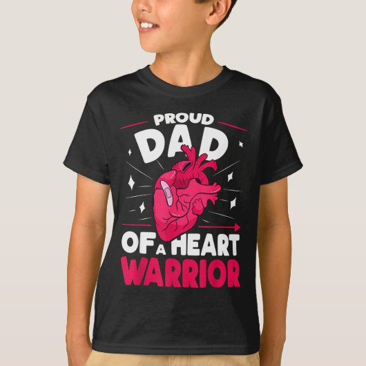 ハートの戦士の誇りある父 ハートの健康意識 Tシャツ (正面)
