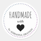 ハートの手作りネームタグを作成 ラウンドシール (正面)