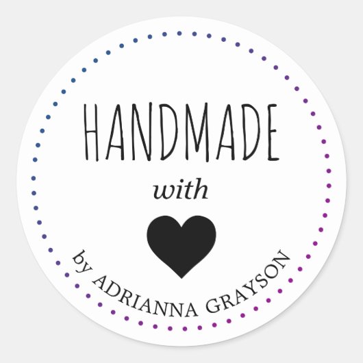 ハートの手作りネームタグを作成 ラウンドシール (正面)