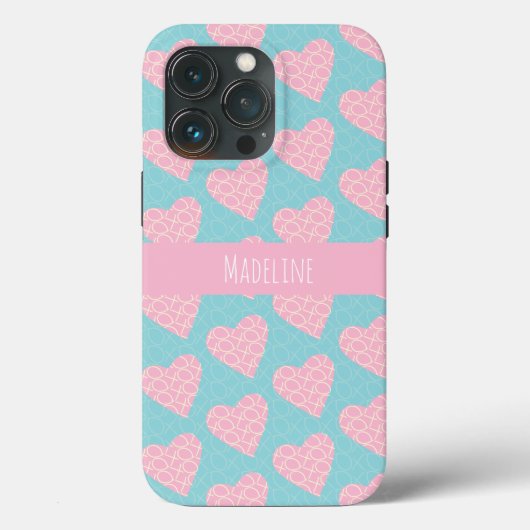 ハートの手描きバレンタイン柄 ピンク Case-Mate iPhoneケース (裏面)