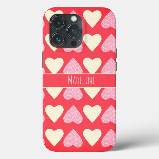ハートの手描きバレンタイン柄 赤 Case-Mate iPhoneケース (裏面)