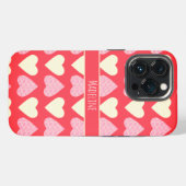 ハートの手描きバレンタイン柄 赤 iPhoneケース (裏面横)