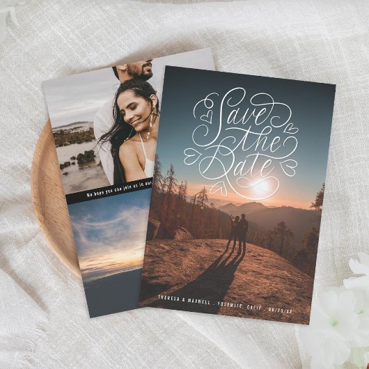 ハートの手書き文字写真 セーブザデート