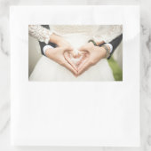 ハートの手結婚内 長方形シール (バッグ)