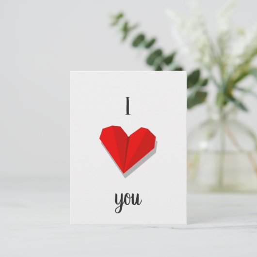 ハートの折り紙ベクターイラストを愛してる ポストカード (スタンド正面)