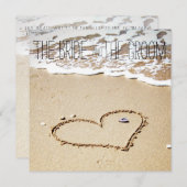 ハートの招待ビーチ結婚式 招待状 (正面/裏面)