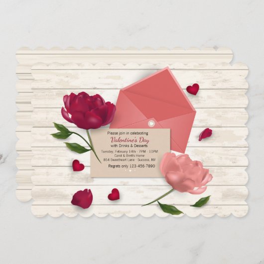 ハートの招待状からのまっすぐのラブレター 招待状 (正面/裏面)