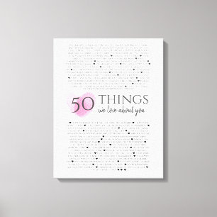 ハートの指紋ピンク50私はあなたを愛する理由 キャンバスプリント