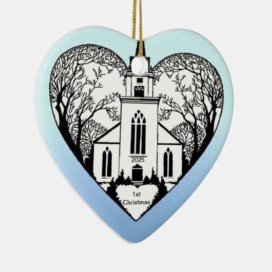 ハートの教会-カスタマイズ可能なオーナメント セラミックオーナメント (右)