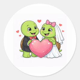 ハートの新婚カップル ラウンドシール