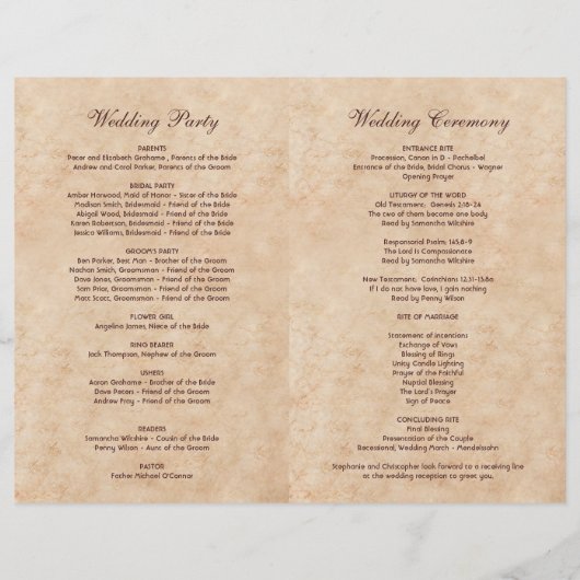 ハートの施錠と鍵結婚の式プログラム (裏面)