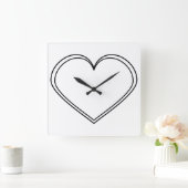 ハートの時計 スクエア壁時計 (ホーム)
