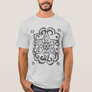 ハートの曼荼羅の暗闇インクダビデの星 Tシャツ