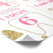 ハートの最初の誕生日パーティーの女の子のサイン ポスター (角)