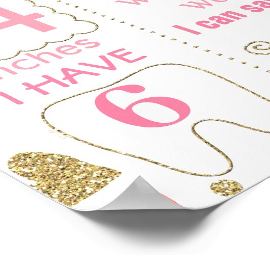 ハートの最初の誕生日パーティーの女の子のサイン ポスター (角)