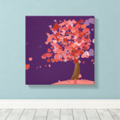 ハートの木かわいいアートハート キャンバスプリント (インサイチュ (ウッドフロア))