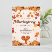 ハートの木とカボチャの秋の小人アート 招待状 (スタンド正面)