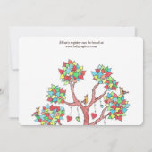 ハートの木と鳥が集まるおもしろい赤ちゃんシャワー 招待状 (裏面)