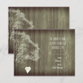 ハートの木のウェディング返信カード 招待状 (正面/裏面)