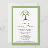 ハートの木のモノグラムのイニシャルの家族会の招待 招待状 (正面)