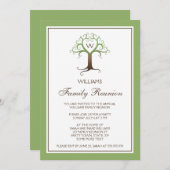 ハートの木のモノグラムのイニシャルの家族会の招待 招待状 (正面/裏面)