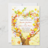 ハートの木の水彩画の結婚式招待状 招待状 (正面)