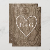 ハートの木の素朴な結婚式の日付を保存 セーブザデート (正面/裏面)