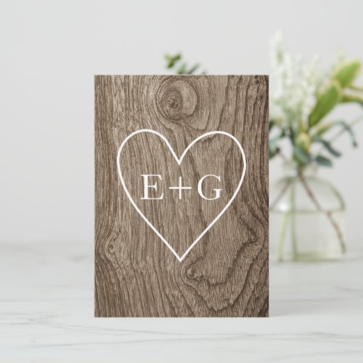 ハートの木の素朴な結婚式の日付を保存 セーブザデート (スタンド正面)