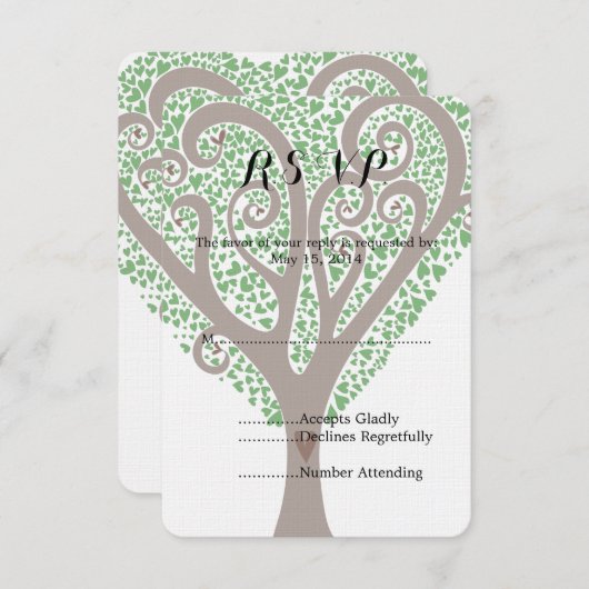 ハートの木ウェディングRSVP 出欠カード (正面/裏面)