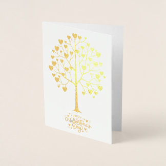 ハートの木、あなたは私のバレンタインになってくれる？ 箔カード