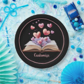 ハートの本 ブラック ペーパープレート (パーティー)