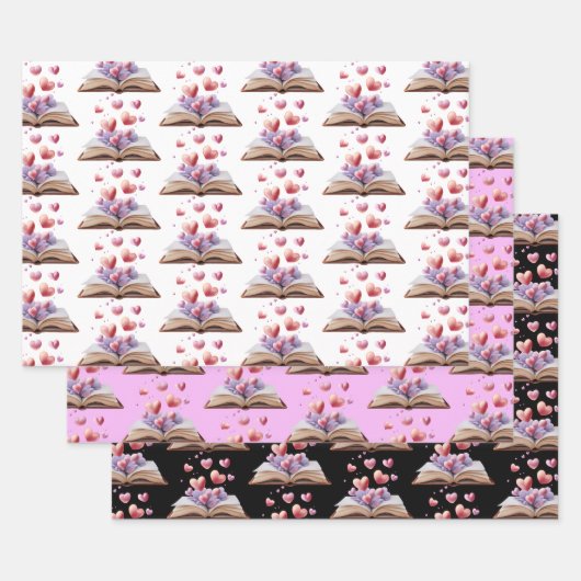 ハートの本   ラッピングペーパーシート (セット)
