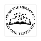 ハートの本 "From the library of" 円形 ラバースタンプ (インプリント)