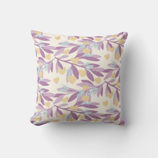 ハートの枝バレンタインの花ラブパターン クッション (正面)