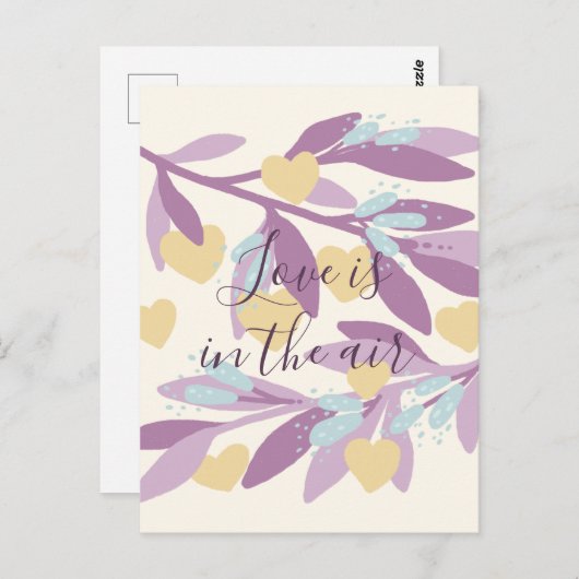 ハートの枝バレンタインデー花愛 ポストカード (正面/裏面)