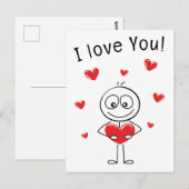 ハートの棒人間ラブポストカード ポストカード (正面/裏面)