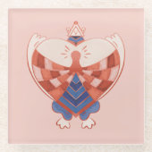 ハートの検索:ハート型ロックブロック ガラスコースター (正面)