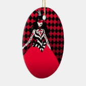 ハートの楕円形のオーナメントの赤い女王 セラミックオーナメント (右)