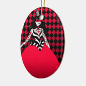 ハートの楕円形のオーナメントの赤い女王 セラミックオーナメント (左)