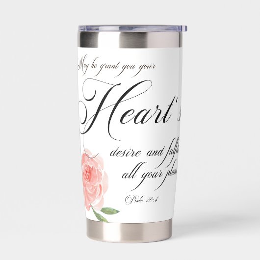 ハートの欲望ピンクローズ 保温保冷タンブラー (左面)