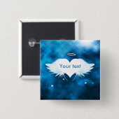 ハートの正方形2"の天使ボタンPin 缶バッジ (正面&裏面)