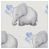 ハートの気球の男の赤ちゃんの子供部屋を持つかわいい象 ファブリック (クローズアップ)