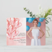 ハートの気球Quinceañera 招待状 (スタンド正面)