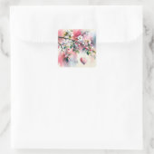 ハートの水彩り桜の木 スクエアシール (バッグ)